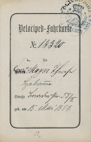 Los 278 - Velociped-Fahrkarte -  - 0 - thumb