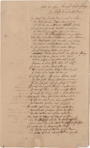 Los 2010 - Chamisso, Adelbert von - Signiertes Gedicht-Manuskript. (ca. 1829) - 0 - thumb