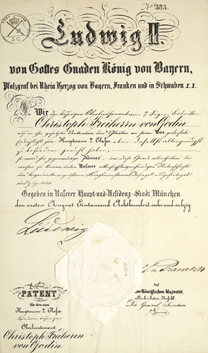 Los 2085 - Bayern. - Urkunde: Patent als Hauptmann 2. Classe - 0 - thumb