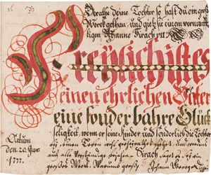 Los 2091 - Dumisch, Johann Georg - Mehrfarbiges, kalligraphisches  Manuskript aus der Oberlausitz. 1776 - 1777 - 0 - thumb