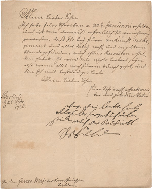 Los 2096 - Friedrich Wilhelm I., König von Preußen - Brief an seinen Sohn, Kronprinz Friedrich - 0 - thumb