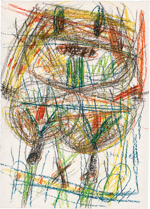 Lot 3164, Auction  125, Hussel, Horst, Figuration in Gelb und Grün. Wachskreide auf Velin. Um 2008. - Signiert