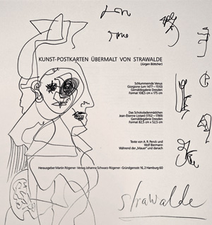 Los 3363 - Strawalde - Kunstpostkarten übermalt. Hamburg, J. Schwarz-Rögener, ca. 2000. - Mit Originalzeichnung - 0 - thumb