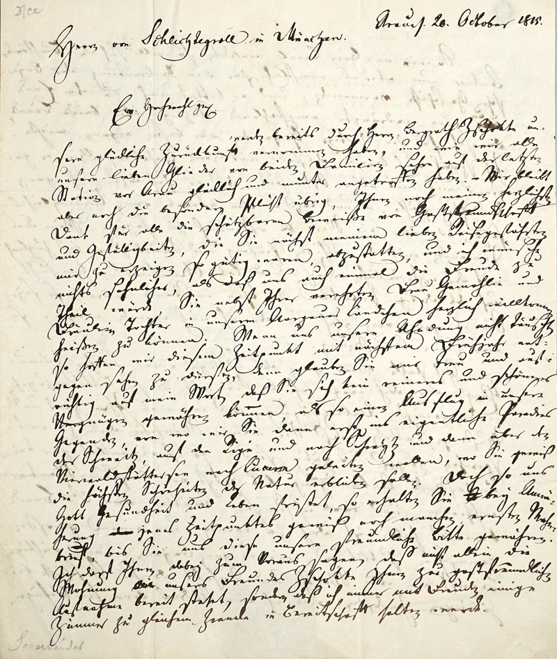 Lot 2046, Auction  125, Sauerländer, Heinrich Remigius, Brief an Friedrich von Schlichtegroll. 1815