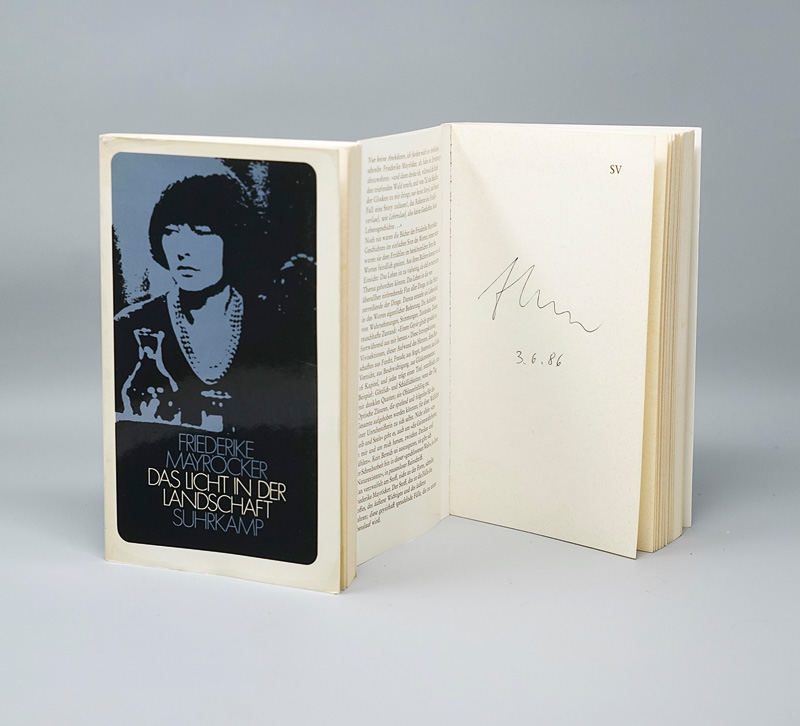 Lot 3248, Auction  125, Mayröcker, Friederike, Zwei signierte Werke. Frankfurt, Suhrkamp, 1975-1985