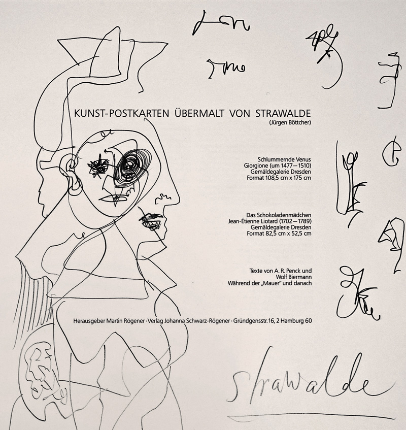 Lot 3363, Auction  125, Strawalde, Kunstpostkarten übermalt. Hamburg, J. Schwarz-Rögener, ca. 2000. - Mit Originalzeichnung