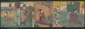Los 653 - Ukiyo-e Leporello und Kunisada, Utagawa - Album mit 37 Ukiyo-e Farbholzschnitten in 23 Trypticha bzw. Dypticha - 12 - thumb