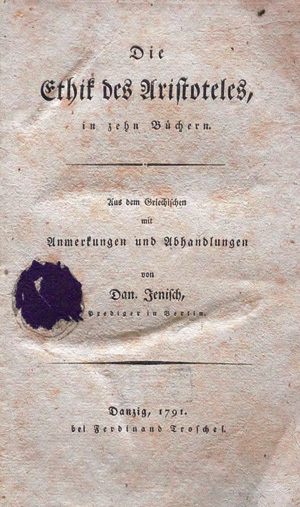 Los 2126 - Jenisch, Daniel - Die Ethik des Aristoteles - 0 - thumb