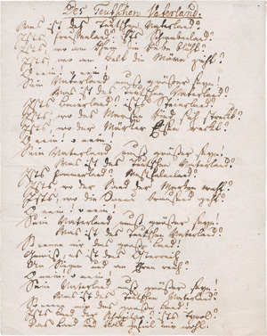 Arndt, Ernst Moritz, Gedicht-Manuskript "Des Teutschen Vaterland"