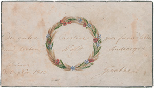 Goethe, Johann Wolfgang von, Albumblatt mit Widmung. Weimar 1813