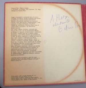 Los 3331 - Paz, Octavio - Discos visuales. Mexiko-Stadt 1968. -  Widmungsexemplar - 2 - thumb