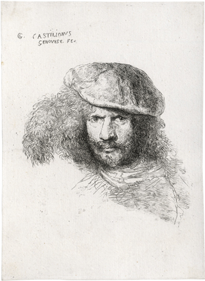 Lot 5056, Auction  126, Castiglione, Giovanni Benedetto, Bärtiger Mann mit Federhut (Porträt des Gian Lorenzo Bernini?)