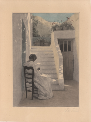 Los 5383 - Ilsted, Peter - Nähendes Mädchen im Schatten einer italienischen Villa - 0 - thumb