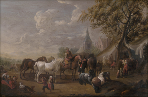Lot 6028, Auction  126, Wouwermann, Pieter, Pferdemarkt vor einem Dorf