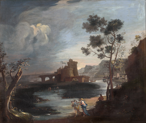 Lot 6032, Auction  126, Italienisch, 18. Jh. Südliche Küstenszene mit Kastell
