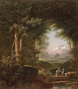 Lot 6049, Auction  126, Rieter, Heinrich, Alpenlandschaft mit Hirten an einer Tränke