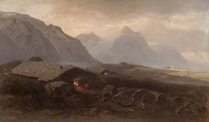 Lot 6122, Auction  126, Schleich d. J., Eduard, Alpenlandschaft mit Sennerhütten
