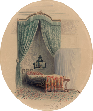 Lot 6694, Auction  126, Peters, Pieter Francis, 1856. Schlafgemach der Zarin Alexandra Fjodorowna in Wildbad