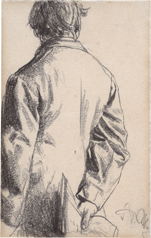 Lot 6720, Auction  126, Menzel, Adolph von, Studie eines Mannes mit Schriftstück in Rückenansicht