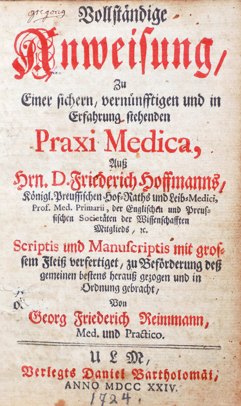 Lot 309, Auction  126, Hoffmann, Friedrich, Vollständige Anweisung zu Praxi Medica