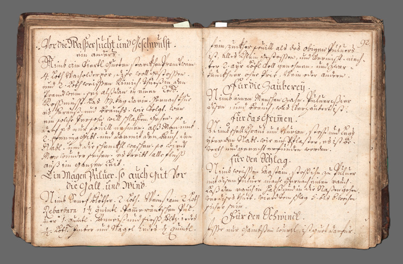 Lot 1033, Auction  126, Diätetik, Pharmakopöe und Haushaltsbuch. "Bewerte Mitl Vor Unterschidliche Zueständ".  Deutsche Handschrift auf Papier