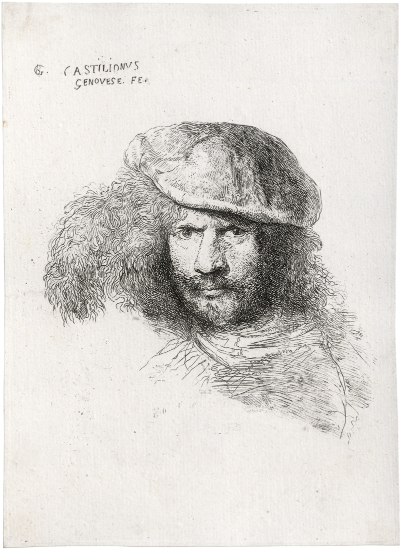 Lot 5056, Auction 126, Castiglione, Giovanni Benedetto, Bärtiger Mann mit Federhut (Porträt des Gian Lorenzo Bernini?)