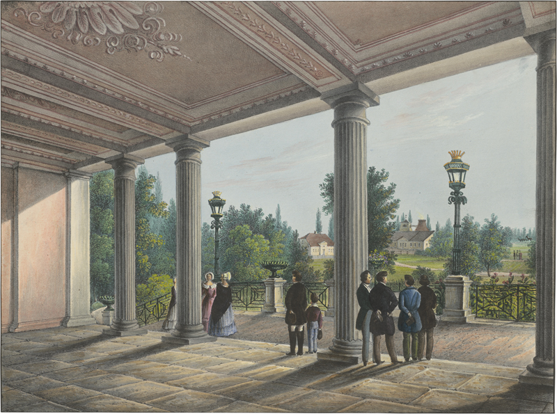 Lot 5388, Auction 126, Knippel, Ernst Wilhelm, Ansicht aus der Vorhalle von Schloss Slawentzitz (Sławięcice) auf die Zinkhütte