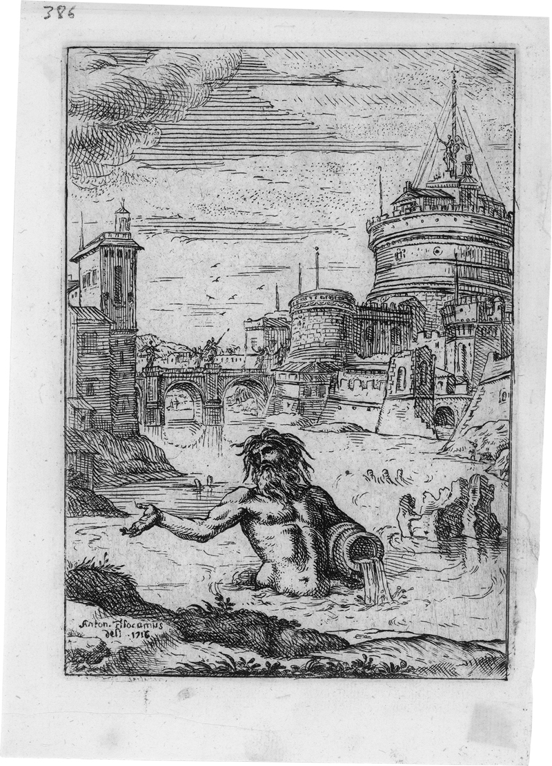 Lot 5552, Auction 126, Filocamo, Antonio - nach, Flussgott im Tiber, im Hintergrund die Engelsburg