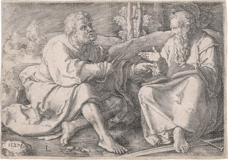 Lot 5611, Auction 126, Leyden, Lucas van, Die hll. Petrus und Paulus in einer Landschaft