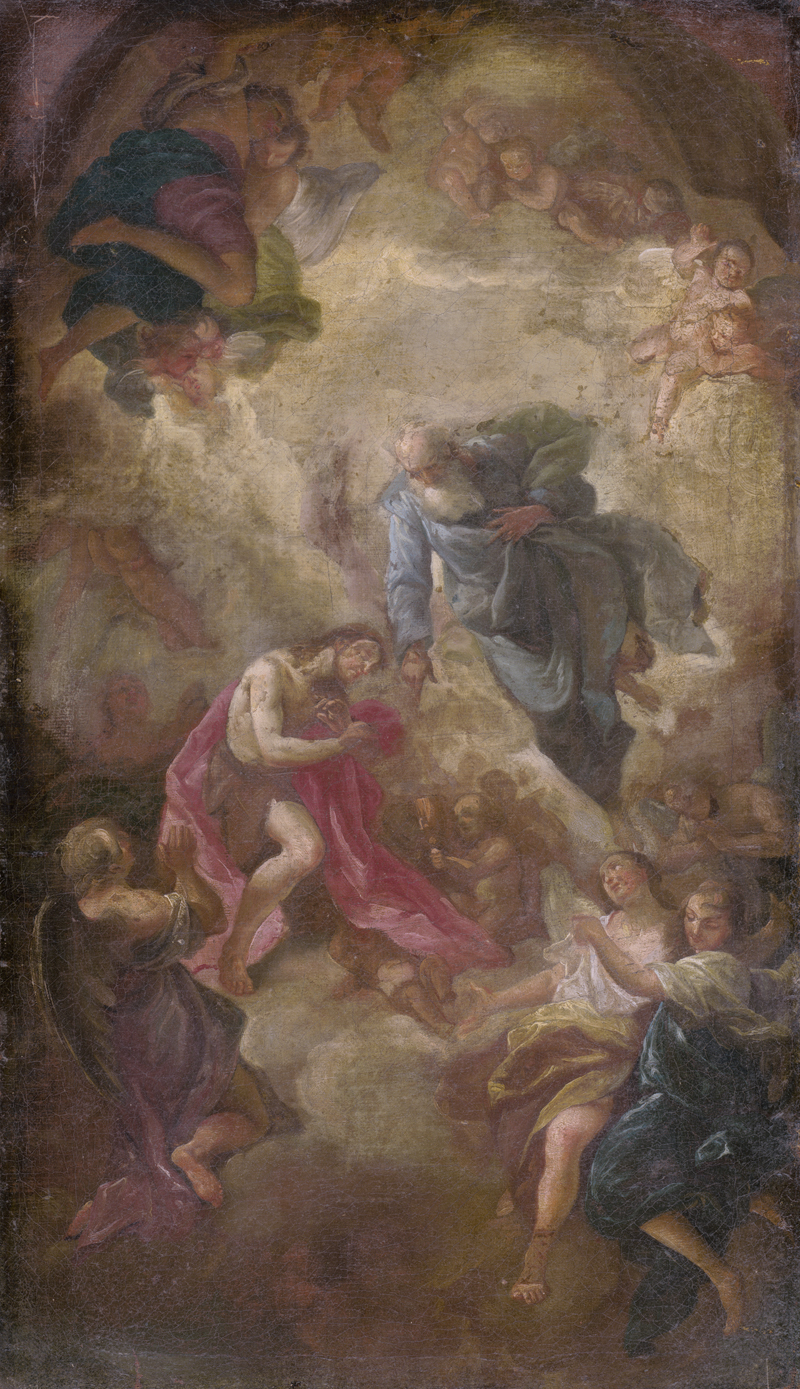 Lot 6031, Auction  126, Österreichisch, um 1760. Johannes der Täufer vor Gottvater umgeben von Engeln