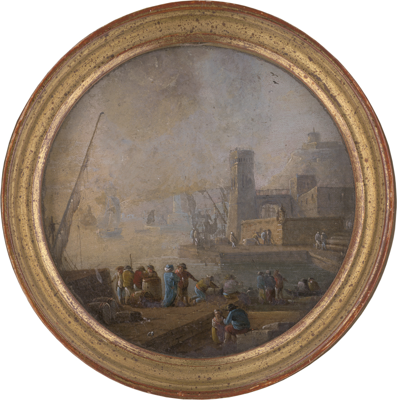 Lot 6045, Auction 126, Pacé, Vincenzo, Mediterraner Hafen mit Händlern am Quai