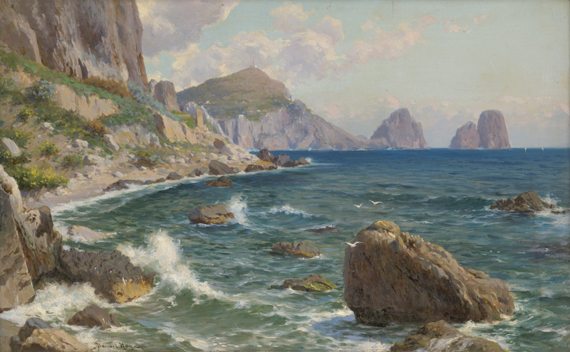 Lot 6130, Auction 126, Hay, Bernardo, Küstenpartie auf Capri mit den Faraglioni-Felsen