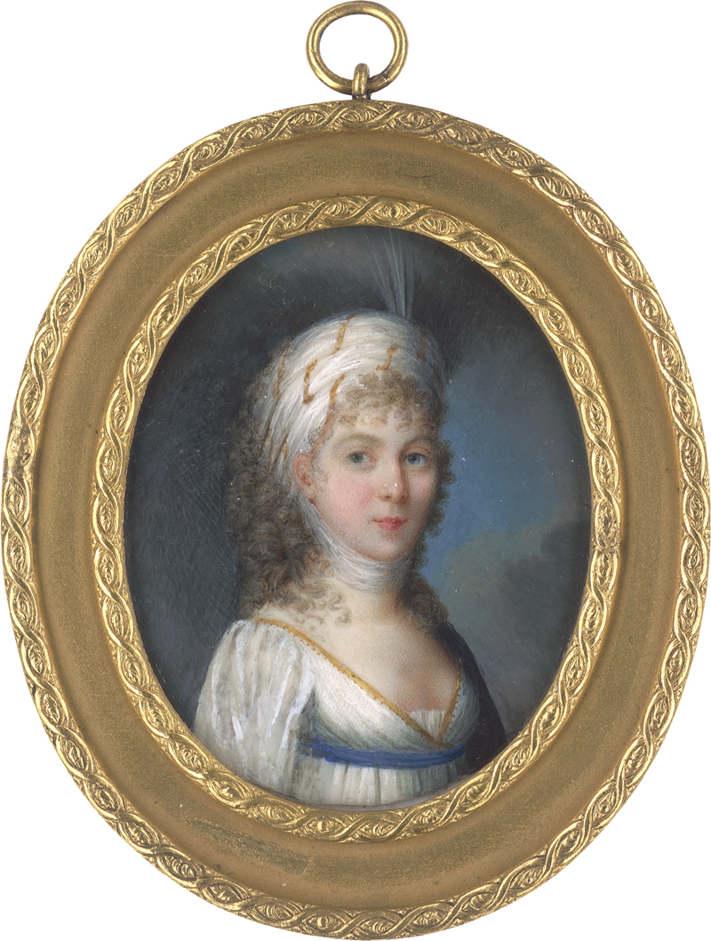 Lot 6617, Auction 126, Schwartz, Johann Christian August - Umkreis, Bildnis der Kronprinzssin Luise in weißem Chemise-Kleid