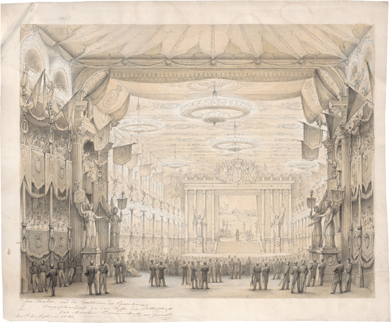 Lot 6623, Auction 126, Gerst, Johann Karl Jacob, Zwei Entwürfe zum Fest der Ritterschaft der Mark Brandenburg im Berliner Opernhaus 1840