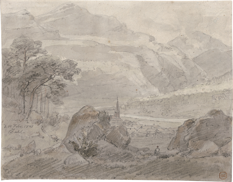 Lot 6642, Auction 126, Dahl, Johann Christian Clausen, Norwegische Gebirgslandschaft mit Dorf