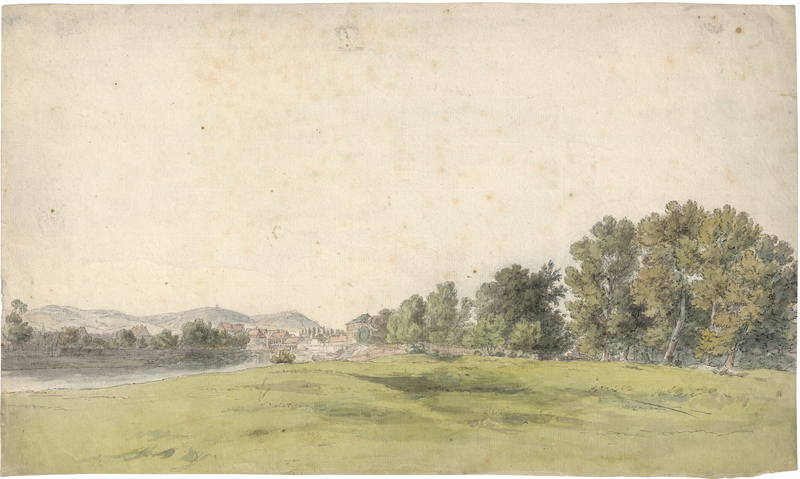 Lot 6678, Auction 126, Österreichisch, 1825. Der Wiener Prater mit dem Donaukanal unweit des Palais Rasumofsky