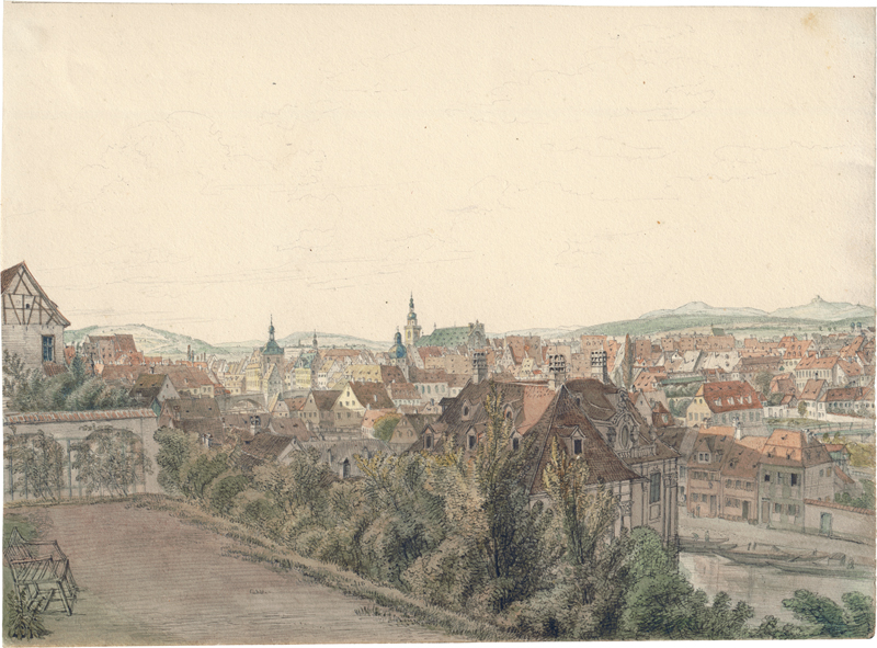 Lot 6683, Auction 126, Deutsch, 19. Jh. Blick über Bamberg vom Kleebaumskeller