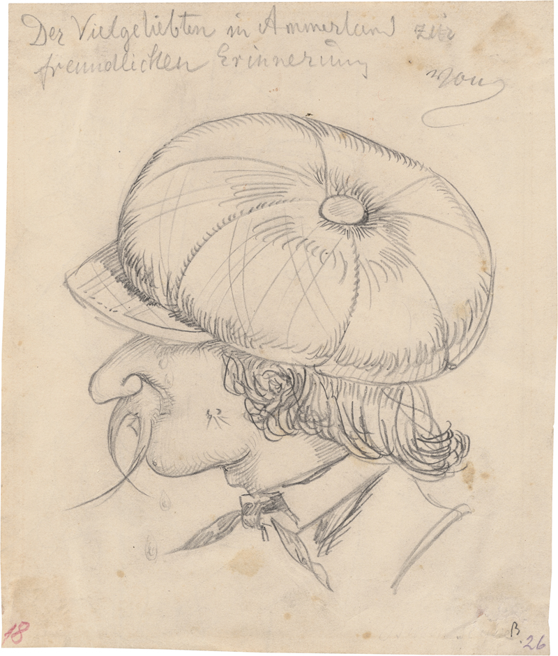 Lot 6685, Auction 126, Busch, Wilhelm, Selbstportrait mit Schieberkappe und Schnurrbart