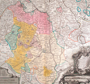 Lot 218, Auction  127, Homann Erben, Carte du Comté Ottingue. Kolorierter Kupferstich von Oettingen