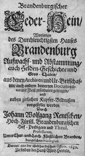 Lot 228, Auction  127, Rentsch, Johann Wofgang, Brandenburgischer Ceder-Hein