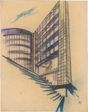 Lot 491, Auction  127, Behrens, Peter, Verkehrspalast 15 Gibraltar. Gläserne Staffelfassaden. 