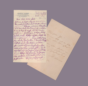 Lot 2635, Auction  127, Lehmann, Lilli, Brief an ihren Ehemann Paul Kalisch. 1917