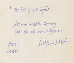 Lot 3029, Auction  127, Benn, Gottfried, Die Stimme hinter dem Vorhang