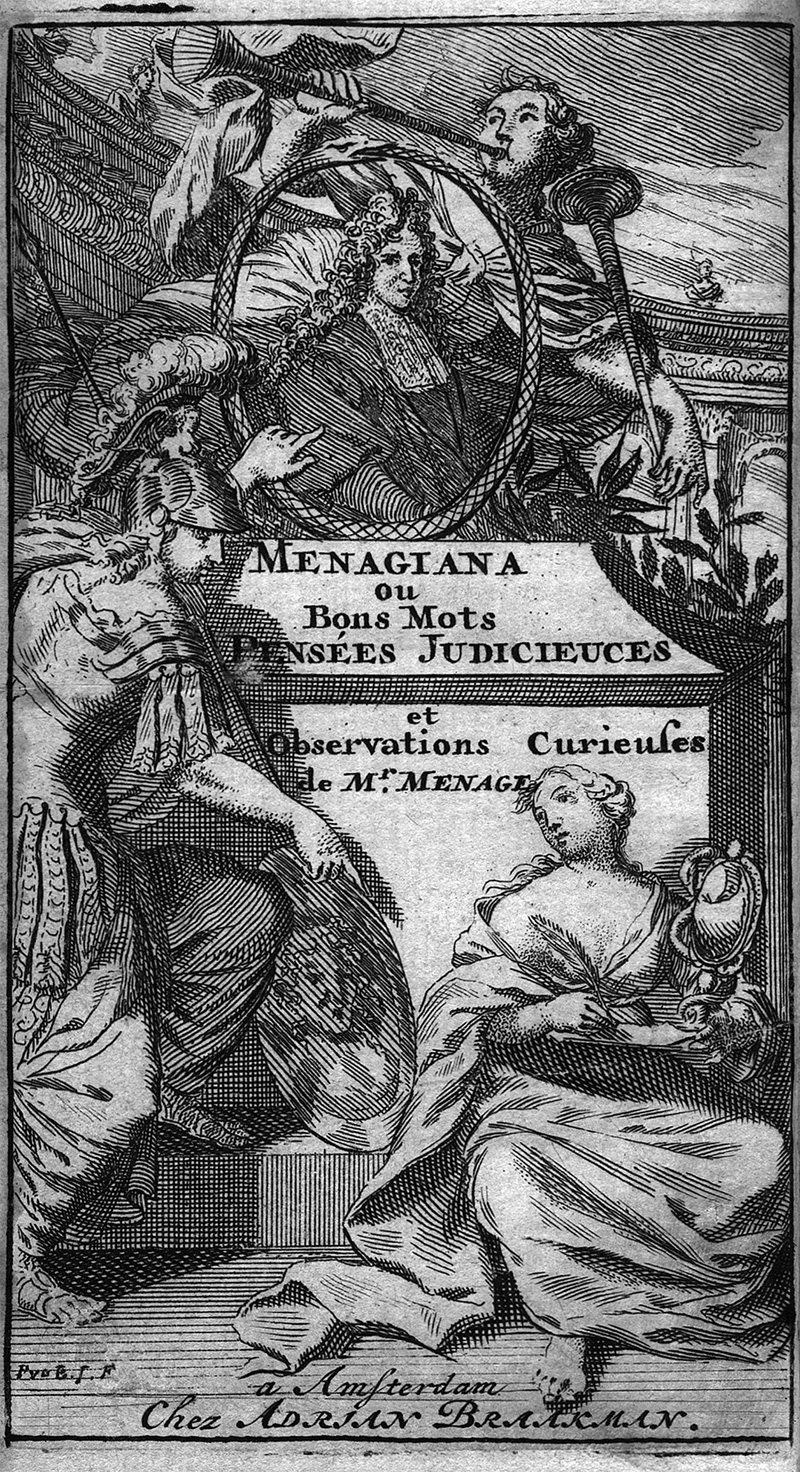 Lot 413, Auction  127, Menage, Gilles, Menagiana, ou bons mots, 