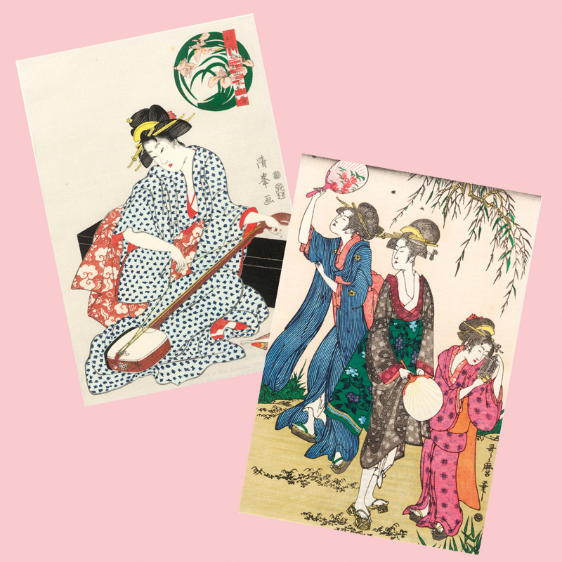 Lot 604, Auction  127, Bijin-ga, Konvolut von 5 Darstellungen schöner Frauen. Nachdrucke von Ukiyo-e Farbholzschnitten verschiedener Künstler. 
