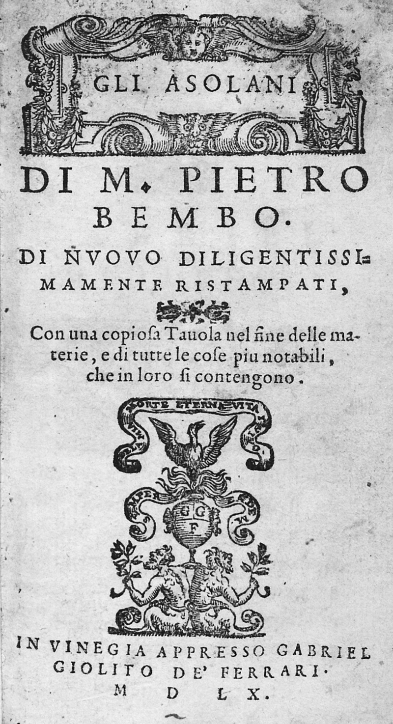 Lot 1085, Auction  127, Bembo, Pietro, Gil Asolani di nuovo diligentissimamente ristampati