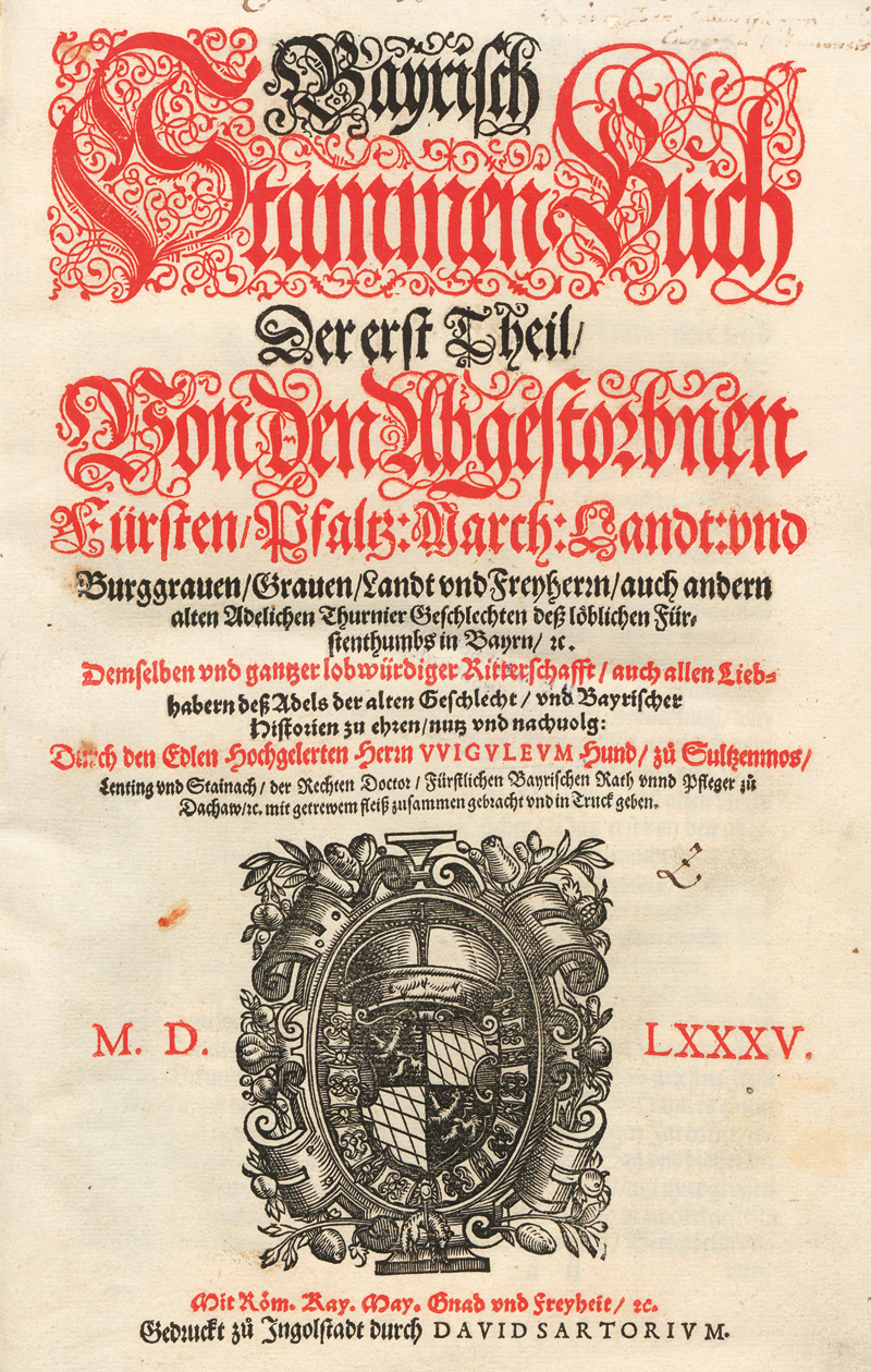 Lot 1135, Auction  127, Hundt zu Sulzenmos, Wiguleus, Bayrisch StammenBuch