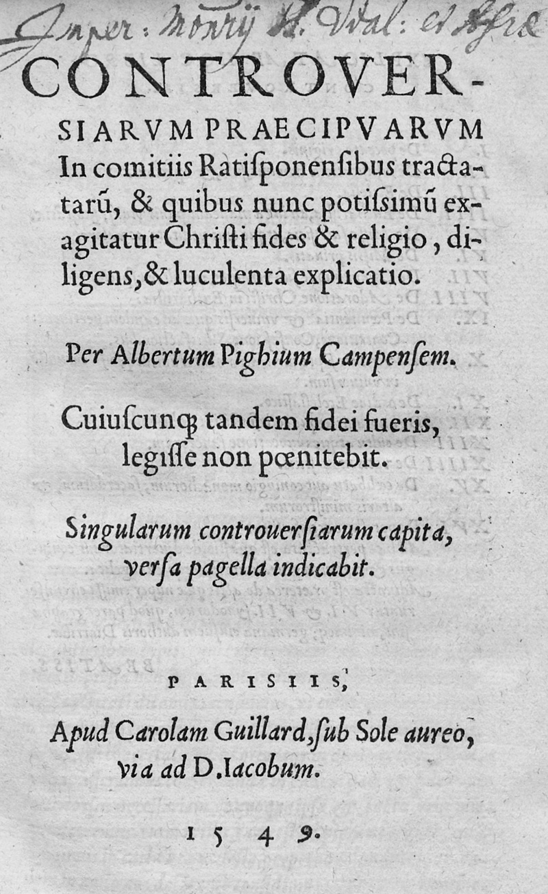 Lot 1180, Auction  127, Pighius, Albertus, Controversiarum praecipuarum 
