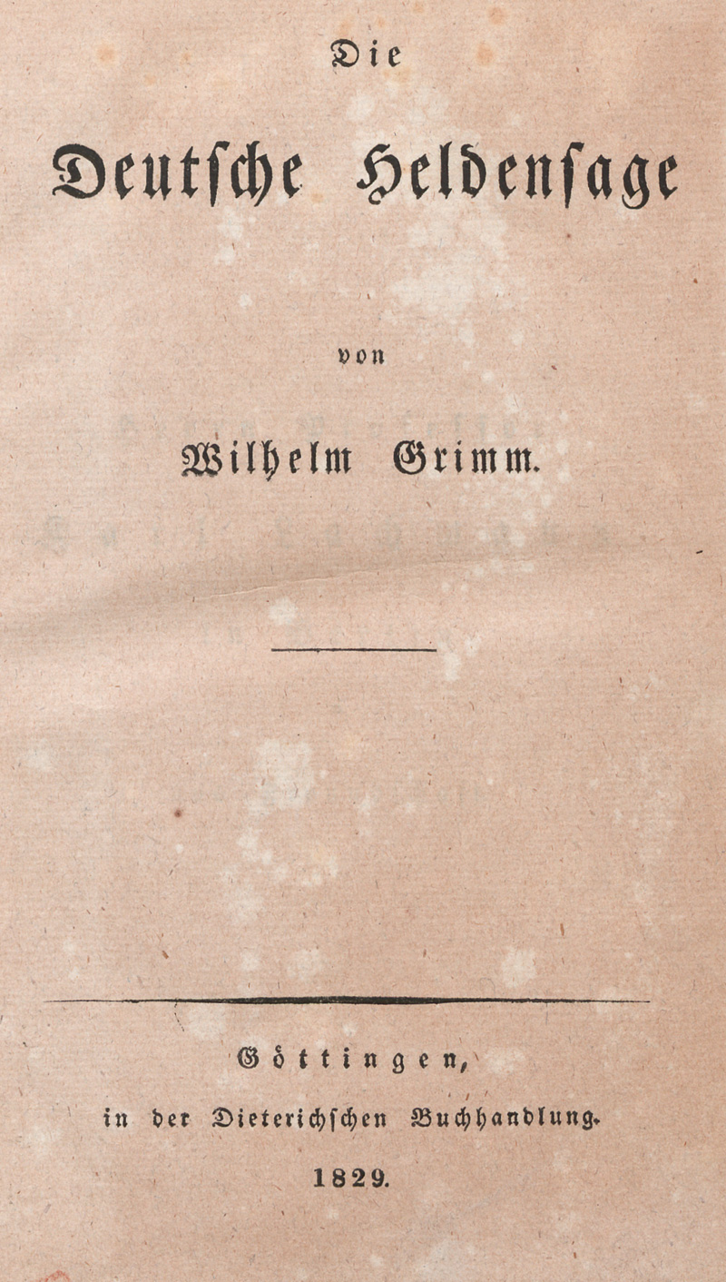 Lot 2051, Auction  127, Grimm, Wilhelm, Die Deutsche Heldensage