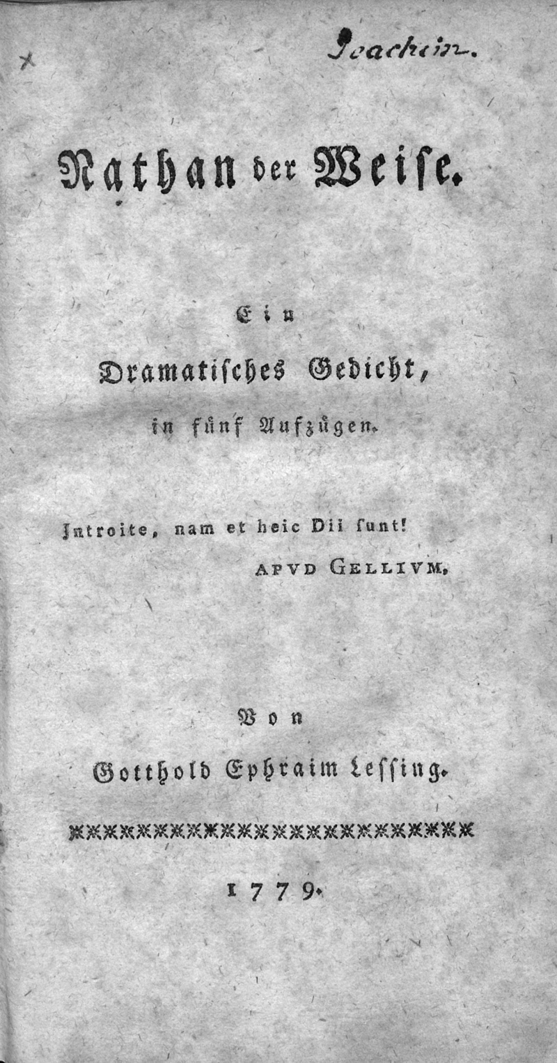 Lot 2109, Auction  127, Lessing, Gotthold Ephraim, Nathan der Weise